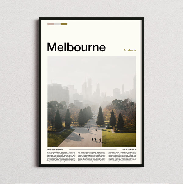 Melbourne - Hazy Skyline Behind Park - Travel Print