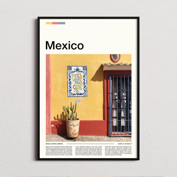 Mexico - Cactus By Yellow Wall - Travel Print