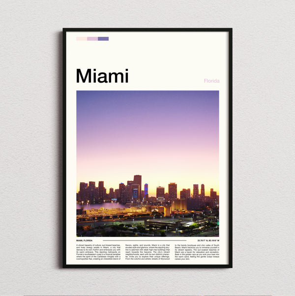 Miami - Skyline At Sunset - Travel Print