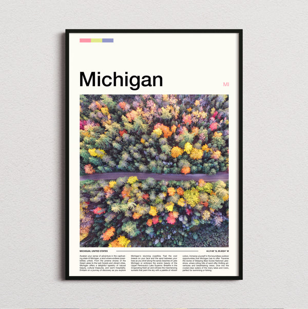 Michigan - Aerial Autumn Forest - Travel Print