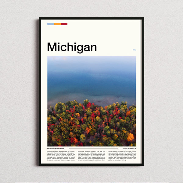 Michigan - Autumn Trees By Water - Travel Print