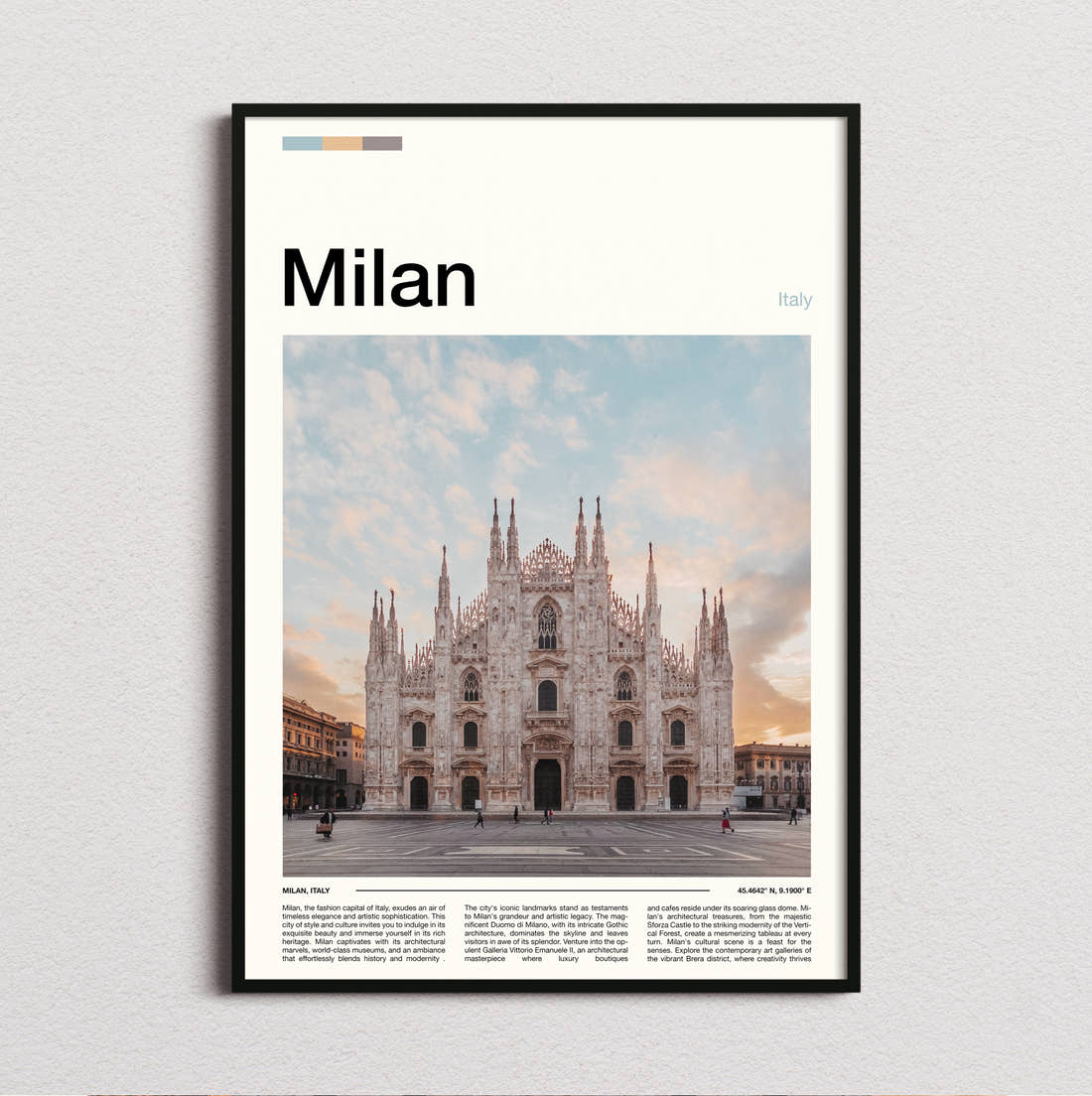 Milan Duomo Di Milano Travel Print framed and photographed straight on