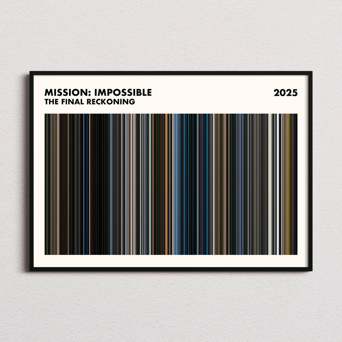 Mission: Impossible - The Final Reckoning Movie Barcode Poster - Simplified