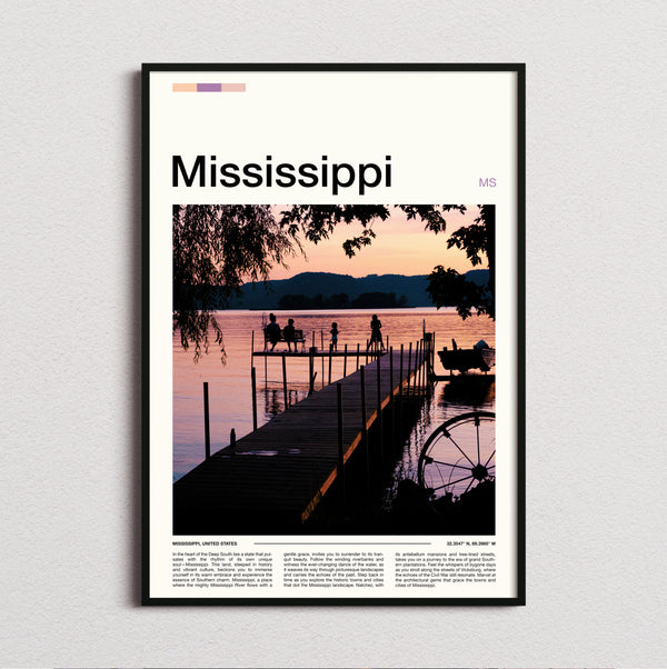 Mississippi - Pier At Sunset - Travel Print