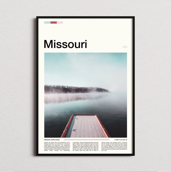 Missouri - Misty Lake Pier - Travel Print