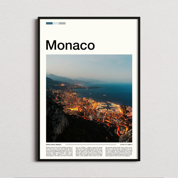 Monaco - Coastline At Night - Travel Print