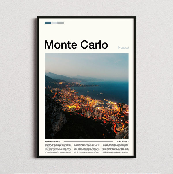 Monte Carlo - Coastline At Night - Travel Print