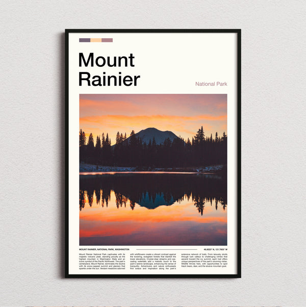 Mount Rainier - Mountain At Sunset - Travel Print