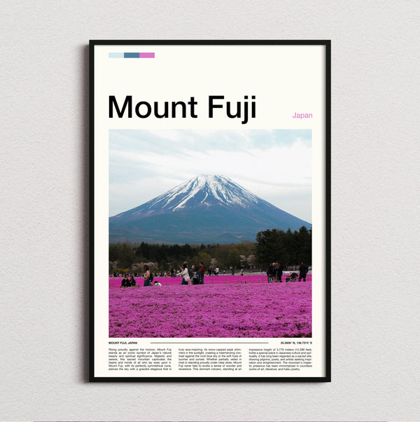 Mount Fuji - Pink Flower Fields - Travel Print