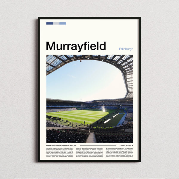 Murrayfield Stadium Print framed and photographed straight on