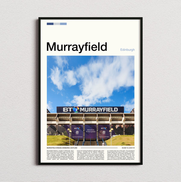 Murrayfield Stadium Print framed and photographed straight on