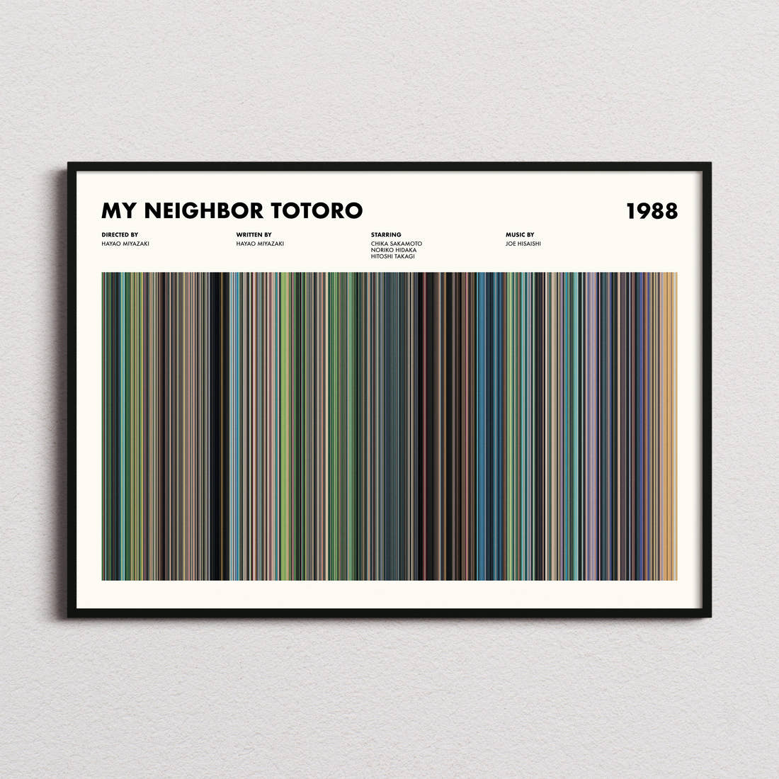 My Neighbor Totoro Movie Barcode Poster framed and photographed straight on