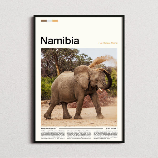 Namibia - Elephant Dusting Itself - Travel Print