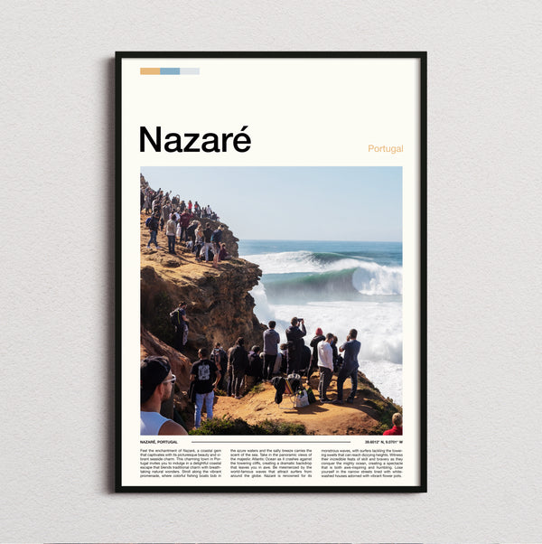 Nazare - Crowd Watching Big Wave - Travel Print