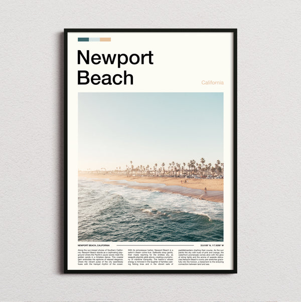 Newport Beach - Palm Trees Along The Beach - Travel Print