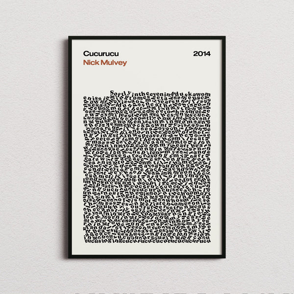 Nick Mulvey Cucurucu Lyric Print in the cream colourway, framed