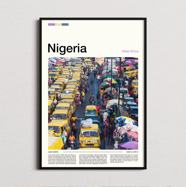Nigeria - Yellow Buses In Traffic - Travel Print