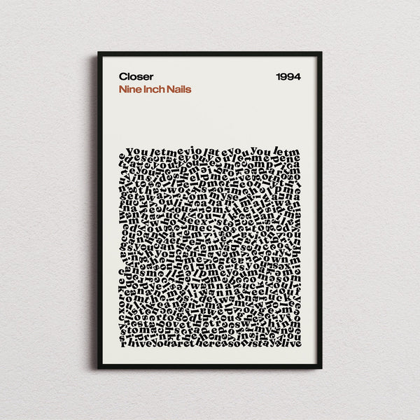 Nine Inch Nails Closer Lyric Print in the cream colourway, framed