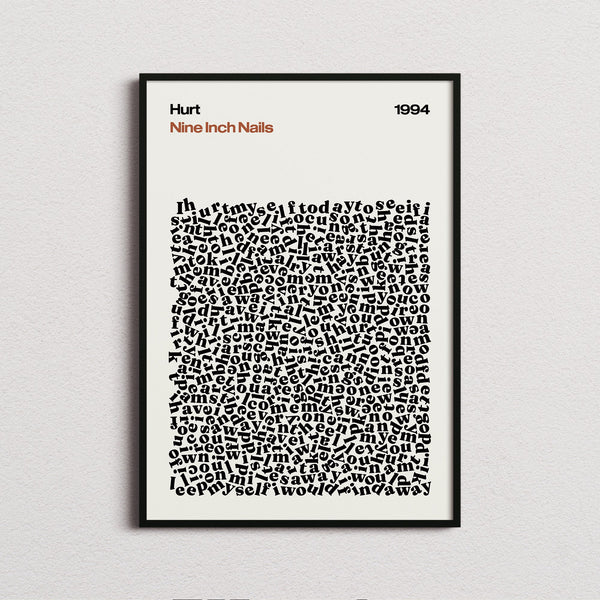 Nine Inch Nails Hurt Lyric Print in the cream colourway, framed