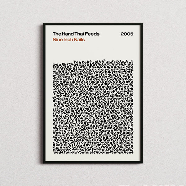 Nine Inch Nails The Hand That Feeds Lyric Print in the cream colourway, framed