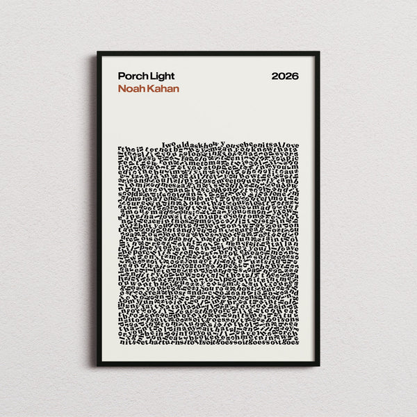 Noah Kahan Porch Light Lyric Print in the cream colourway, framed