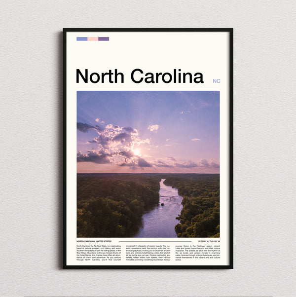 North Carolina - River At Dusk - Travel Print