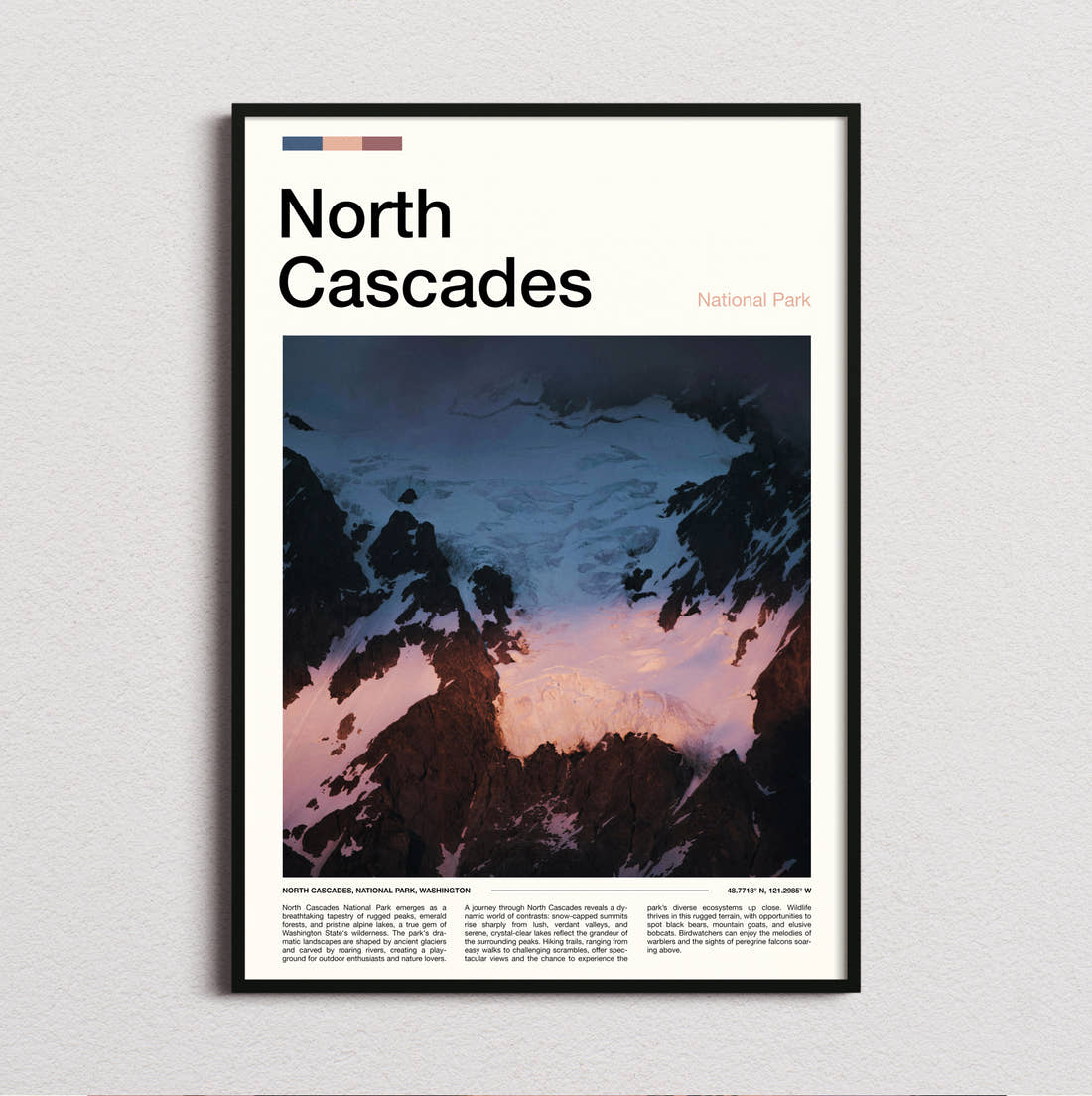 North Cascades Mount Shuksan Travel Print framed and photographed straight on