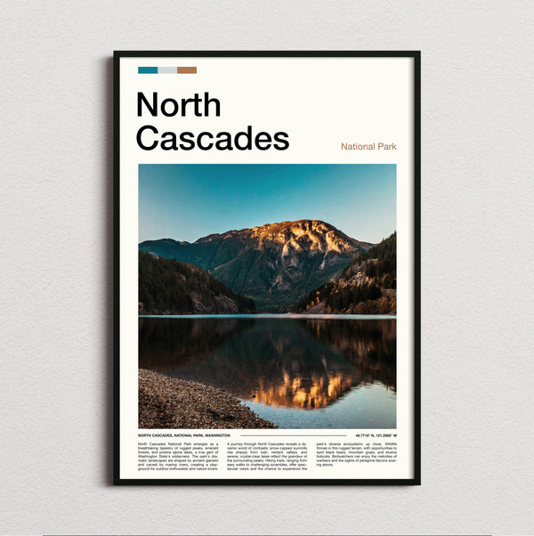 North Cascades - Mountain Reflected In Lake - Travel Print
