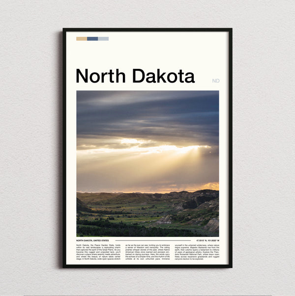 North Dakota - Sunbeams Over The Plains - Travel Print