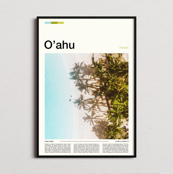 Oahu - Palms Above Turquoise Water - Travel Print