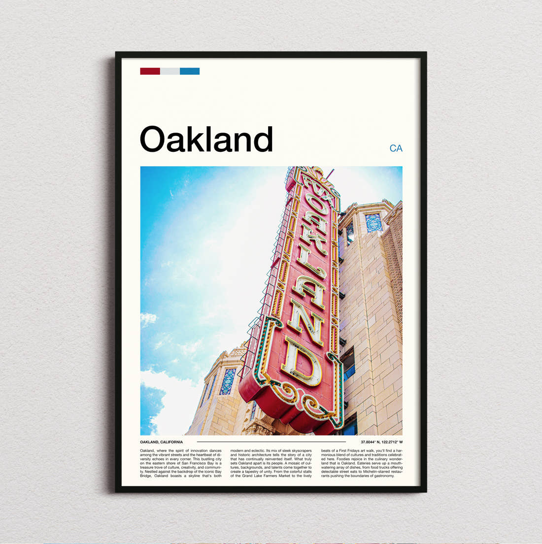 Oakland Fox Theatre Sign Travel Print framed and photographed straight on