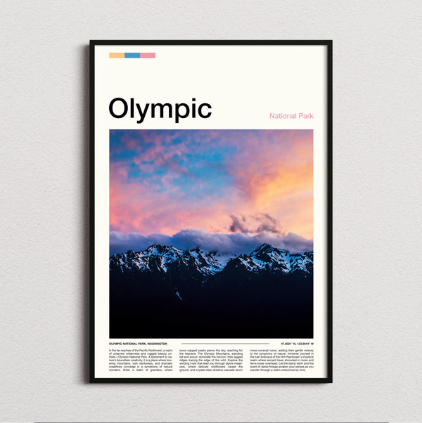 Olympic - Snowy Mountains At Dusk - Travel Print