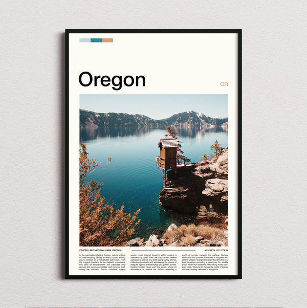 Oregon - Wooden Hut Above The Lake - Travel Print