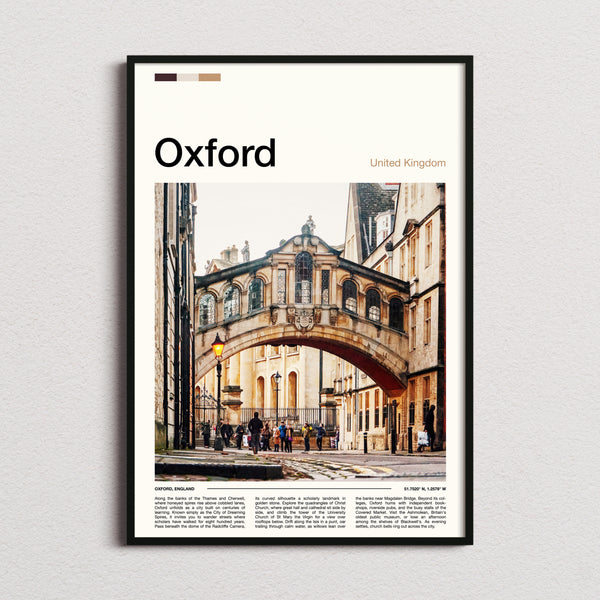 Oxford Bridge Of Sighs Travel Print framed and photographed straight on