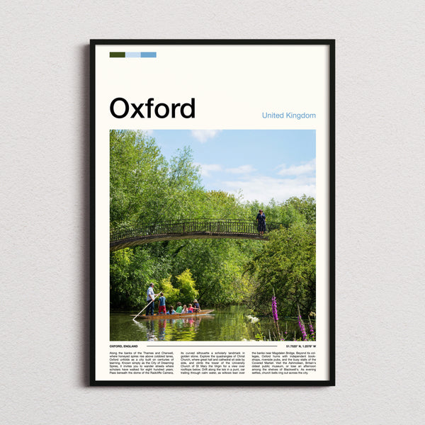 Oxford River Punting Scene Travel Print framed and photographed straight on