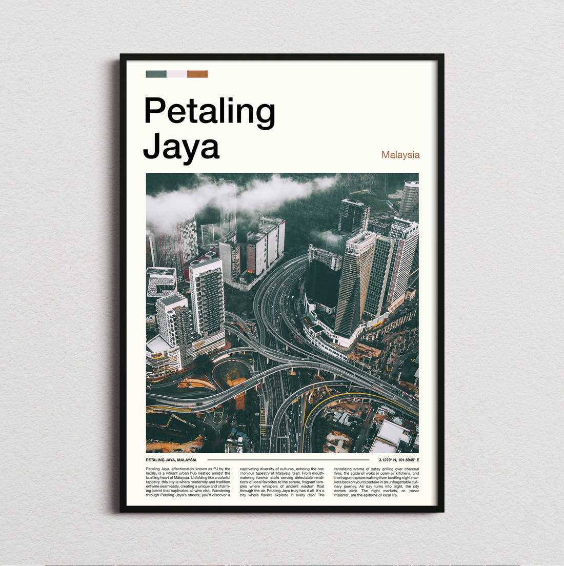 Petaling Aerial View Of Interchange Travel Print framed and photographed straight on