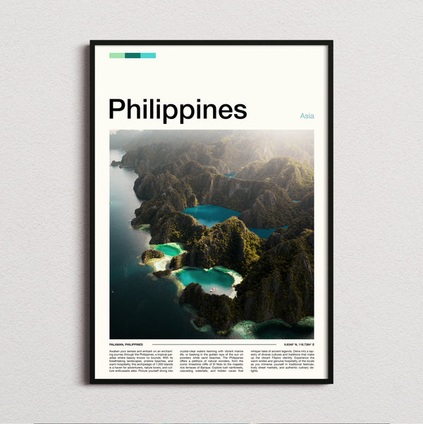 Philippines - Aerial View Of Lagoons - Travel Print