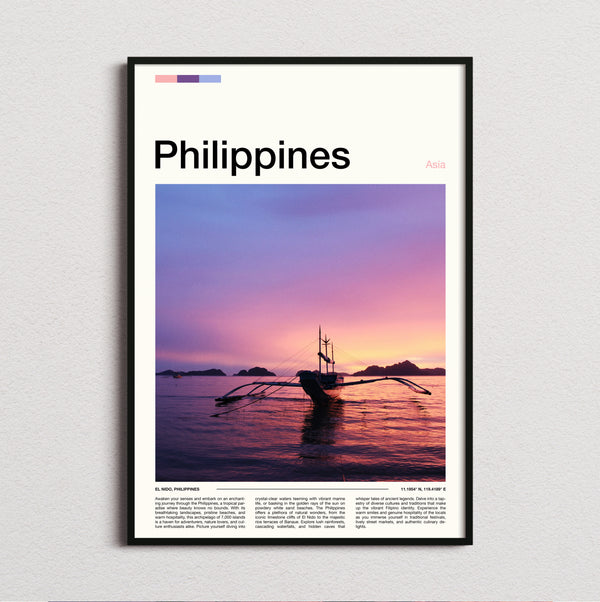 Philippines - Outrigger Boat At Sunset - Travel Print