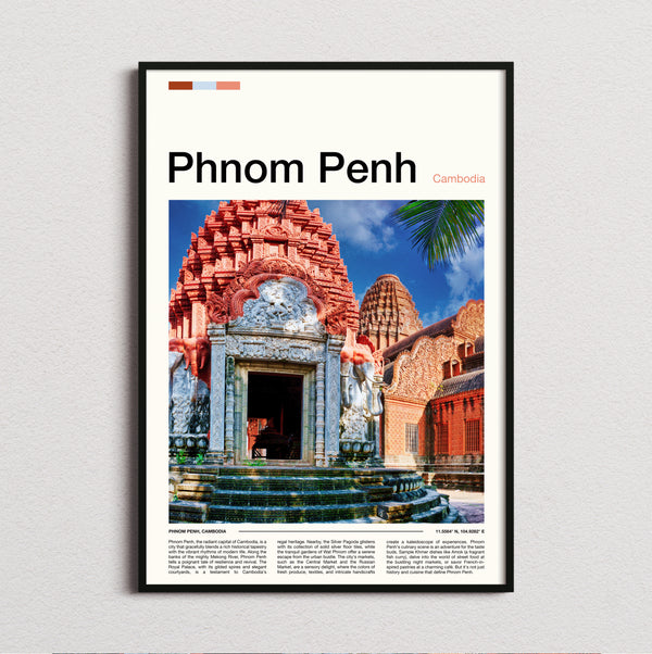 Phnom Penh - Colourful Temple - Travel Print