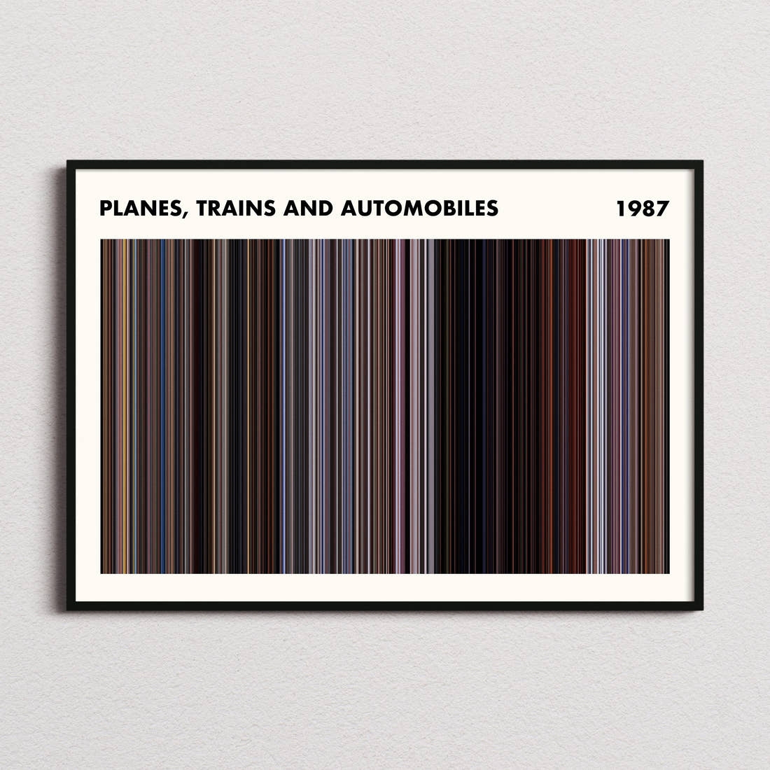 Planes, Trains and Automobiles Movie Barcode Poster - Simplified
