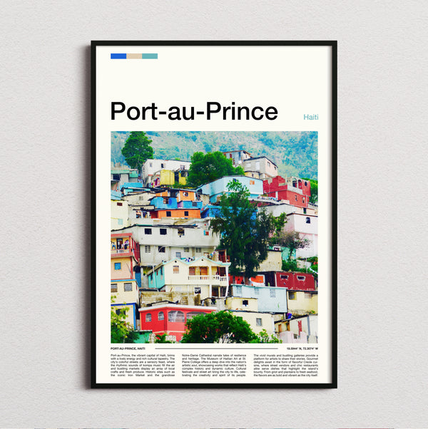 Port Au Prince - Colourful Hillside Houses - Travel Print