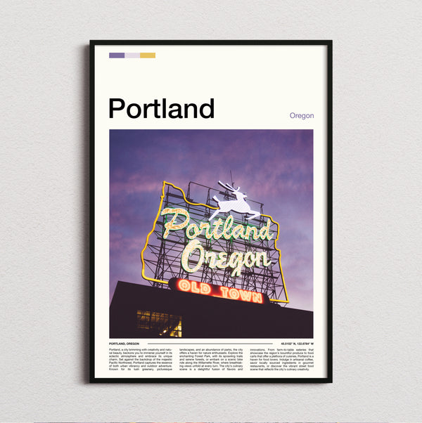 Portland - Old Town Neon Sign - Travel Print