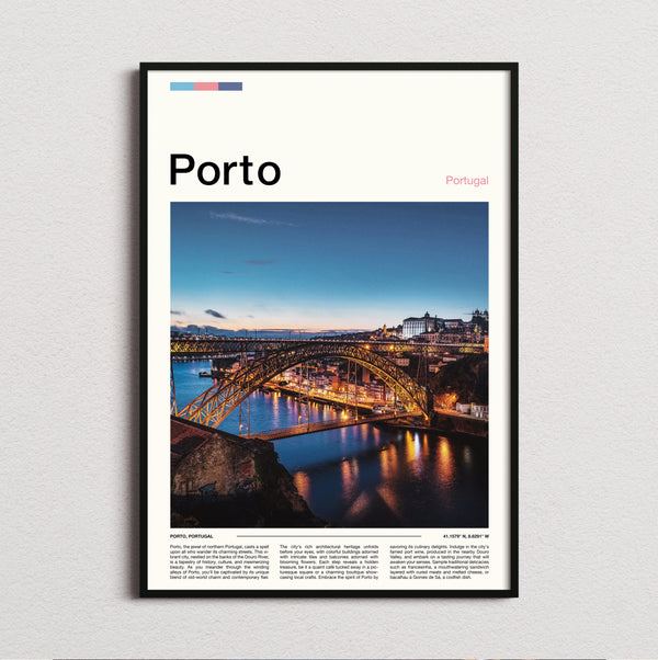 Porto - Iron Bridge At Night - Travel Print