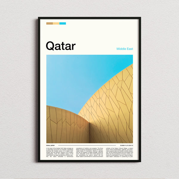 Qatar - Curved Golden Facade - Travel Print