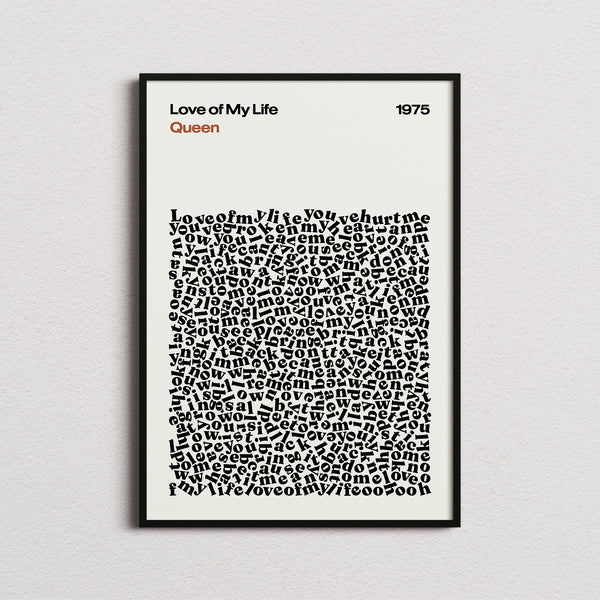 Queen Love of My Life Lyric Print