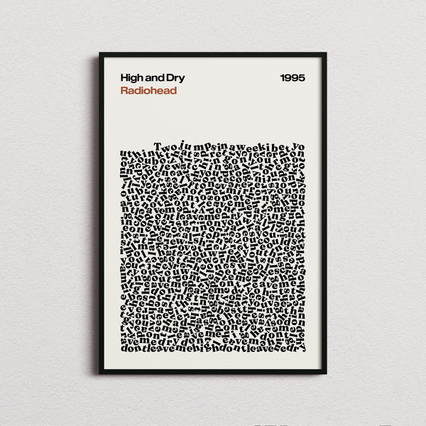 Radiohead High & Dry Lyric Print