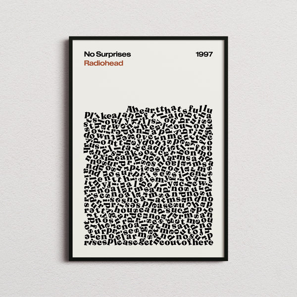 Radiohead No Surprises Lyric Print