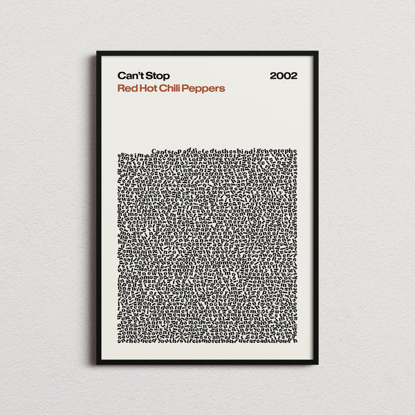 Red Hot Chili Peppers Can't Stop Lyric Print
