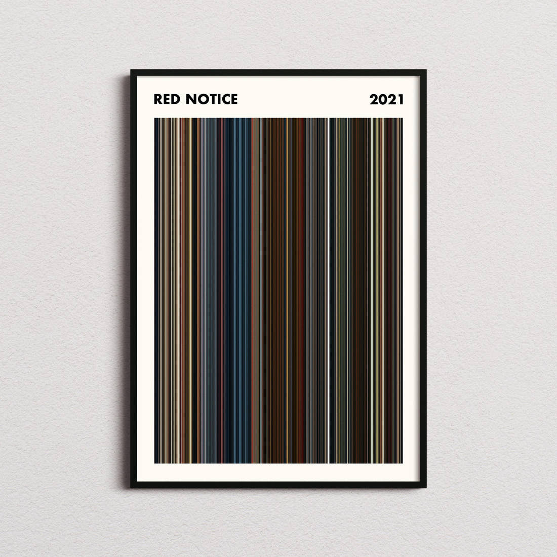 Red Notice Movie Barcode Poster - Simplified