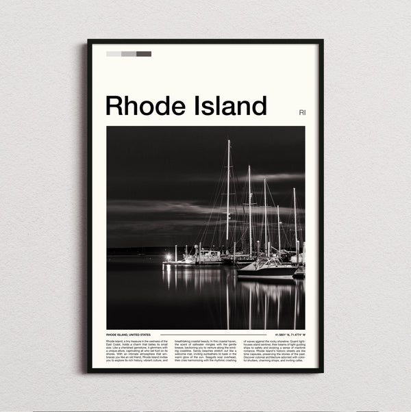 Rhode Island - Marina In Black And White - Travel Print